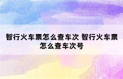 智行火车票怎么查车次 智行火车票怎么查车次号